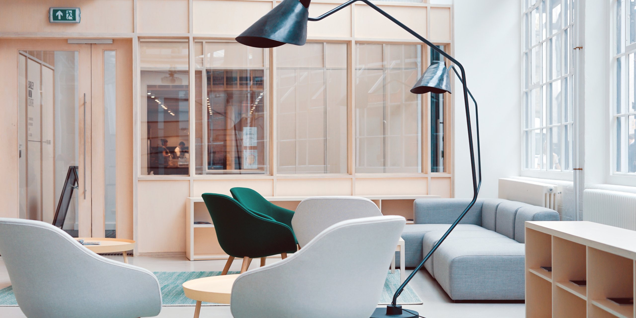 Entrance hall of a boutique hotel with stylish seating